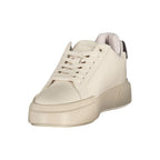 White Polyester Athletic Sneakers