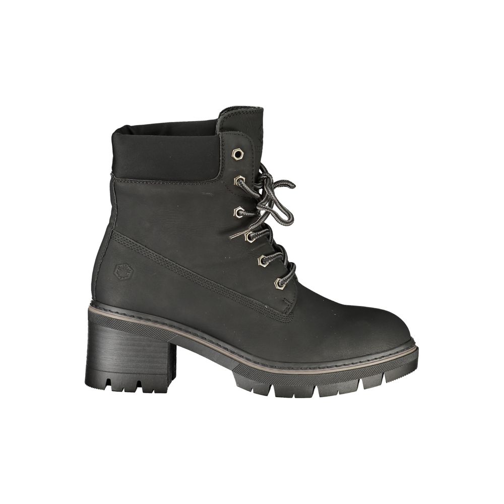 Black Polyester Ankle Boots