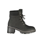 Black Polyester Ankle Boots
