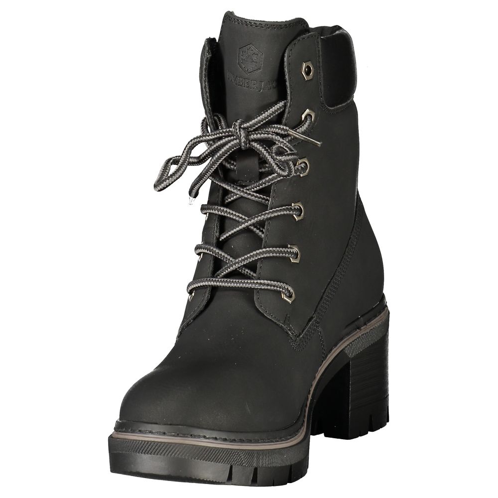 Black Polyester Ankle Boots