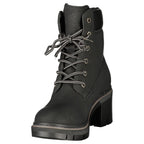 Black Polyester Ankle Boots
