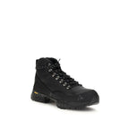 Black Rubber Lace-Up Boots