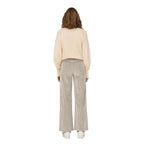 Beige Cotton Cropped Pants