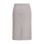Gray Cotton Midi Skirt