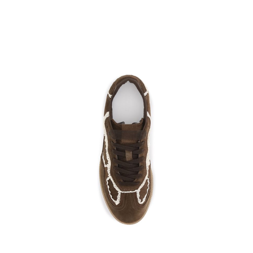 Brown Suede Leather Low Top Sneakers