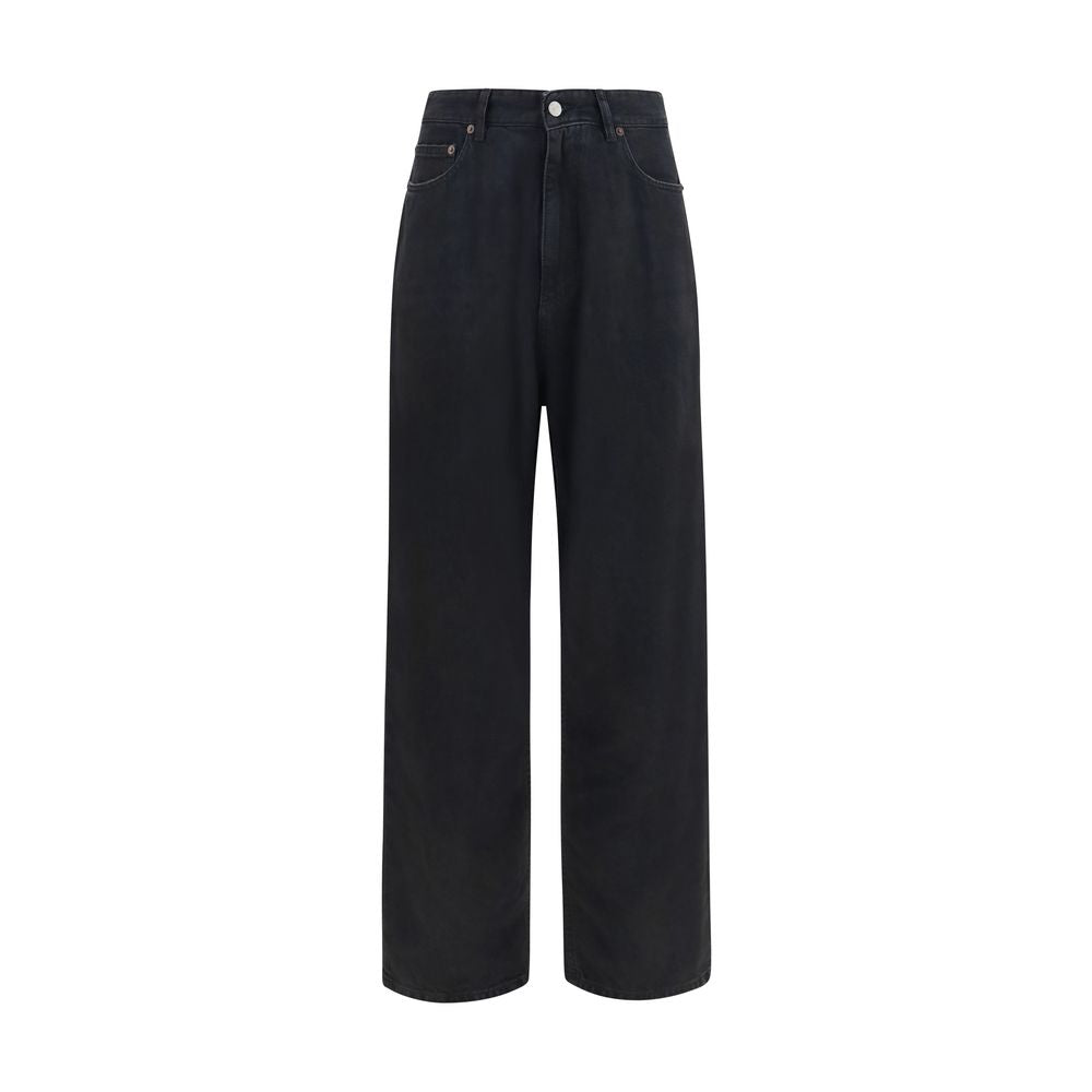 Black Cotton Straight-Leg Jeans