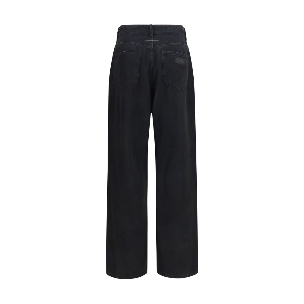 Black Cotton Straight-Leg Jeans