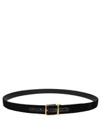 Men Black Velvet Gold Tone Metal Buckle Belt