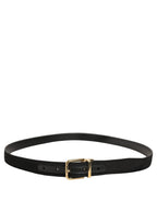 Black Canvas Leather Gold Metal Buckle Belt