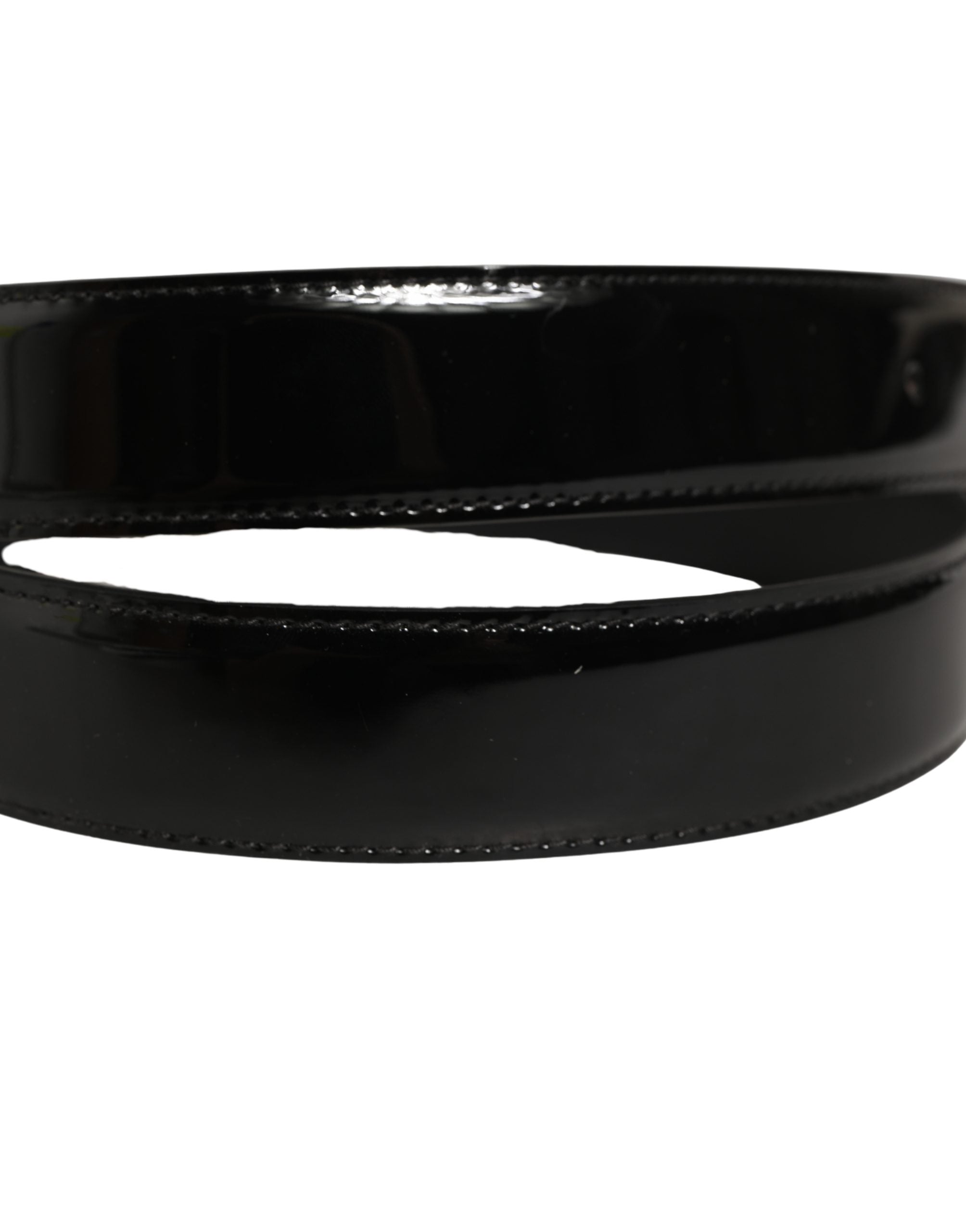 Black Patent Leather Gold Metal Buckle Belt
