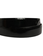 Black Classic Leather Gold Tone Buckle Belt
