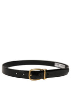 Black Classic Leather Gold Tone Buckle Belt