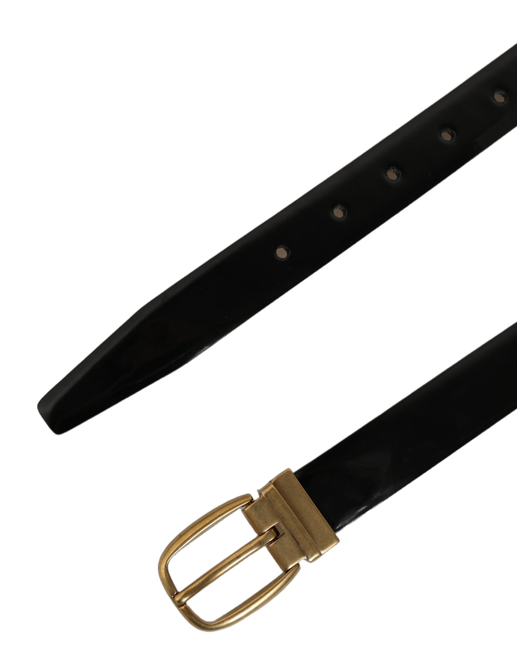 Black Classic Leather Gold Tone Buckle Belt
