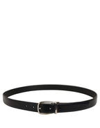 Blue Calf Leather Silver Metal Buckle Belt