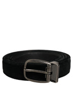 Black Cotton Metal Buckle Classic Men Belt