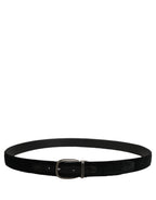 Black Cotton Metal Buckle Classic Men Belt