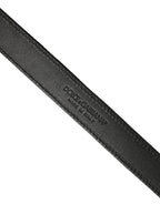 Black Classic Leather Silver Tone Buckle Belt