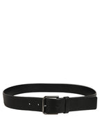 Black Calf Leather Classic Silver Buckle Belt