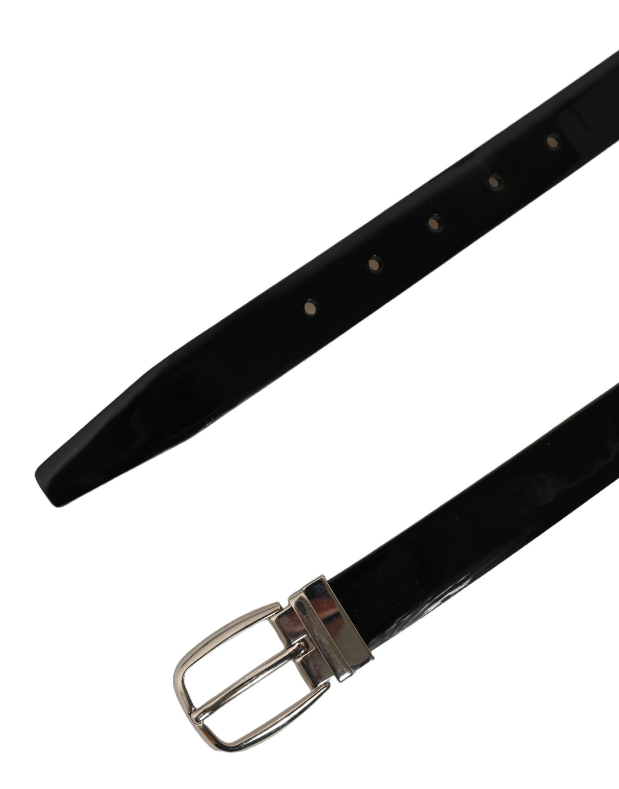 Black Classic Leather Silver Tone Buckle Belt