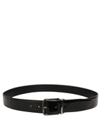 Black Patent Leather Silver Metal Buckle Belt