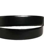 Black Calf Leather Silver Metal Buckle Belt