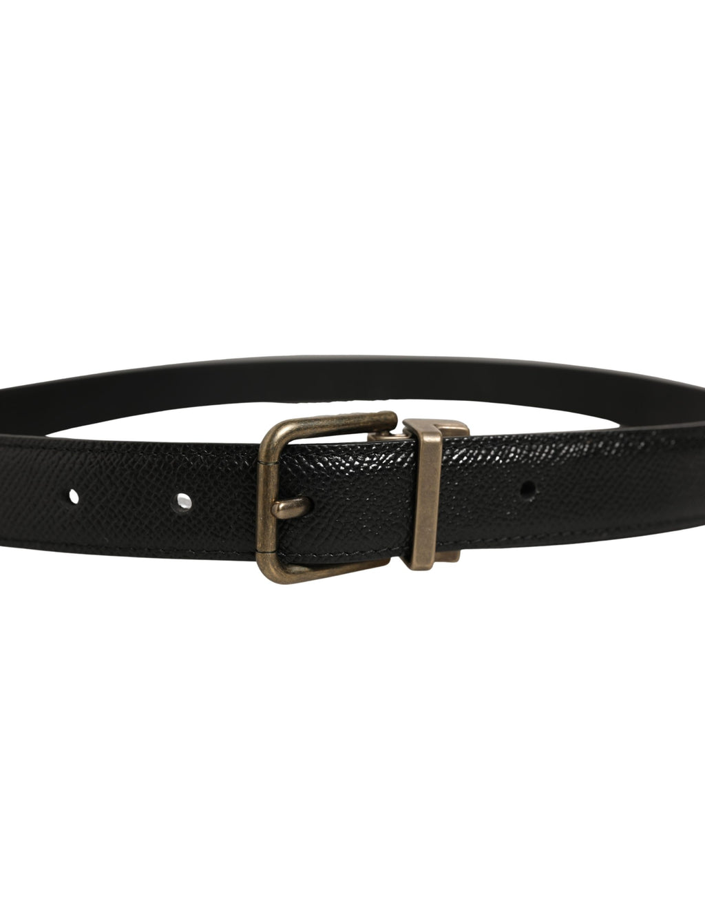 Men Black Calf Leather Gold Metal Buckle Belt