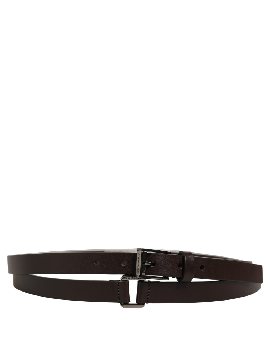 Brown Leather Double Wrap Metal Buckle Belt