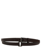 Brown Leather Double Wrap Metal Buckle Belt