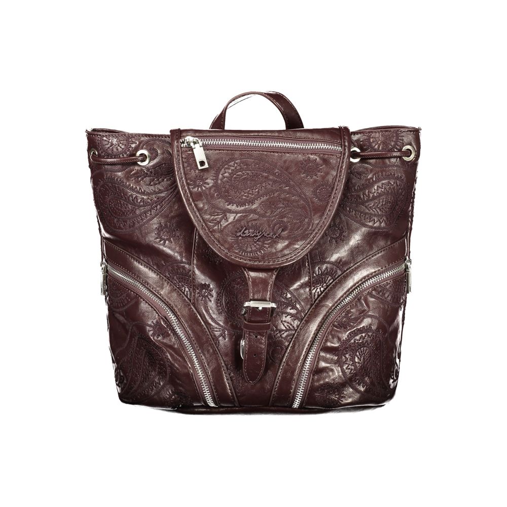 Brown Polyurethane Women's Backpack