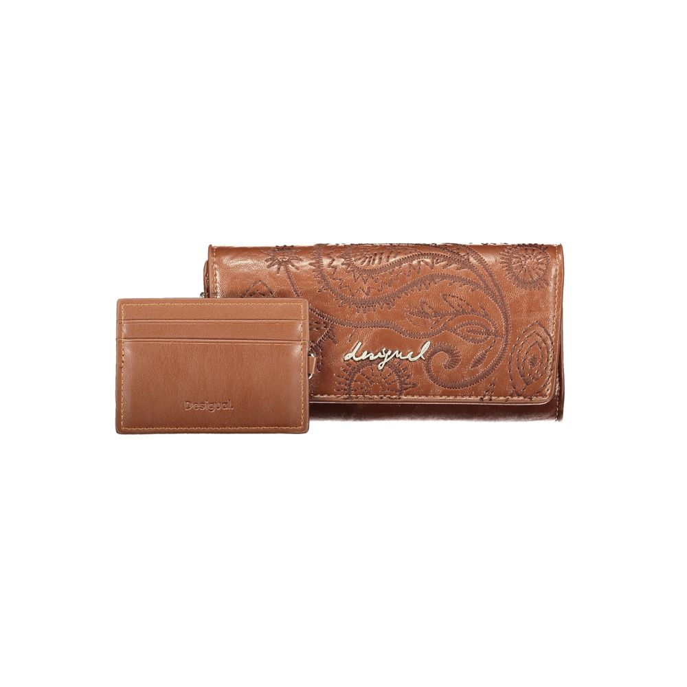 Brown Polyurethane Women's Wallet