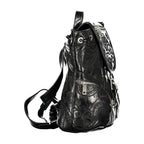 Black Polyurethane Women's Backpack