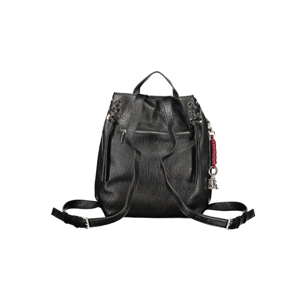 Black Polyurethane Women's Backpack