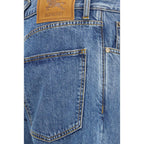 Blue Cotton Straight-Leg Jeans