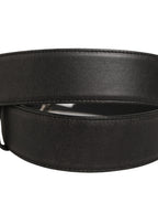 Black Leather Anchor Logo Metal Buckle Belt
