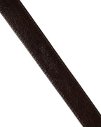 Men Brown Leather Gold Tone Metal Buckle Belt