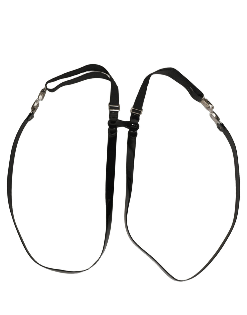 Black Adjustable Silver Metal Clips Suspenders
