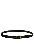 Black Canvas Leather Gold Metal Buckle Belt