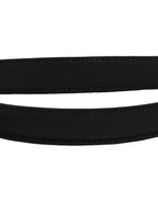 Black Canvas Leather Gold Metal Buckle Belt