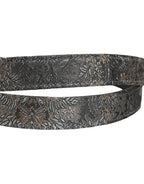 Silver Black Floral Jacquard Metal Buckle Belt