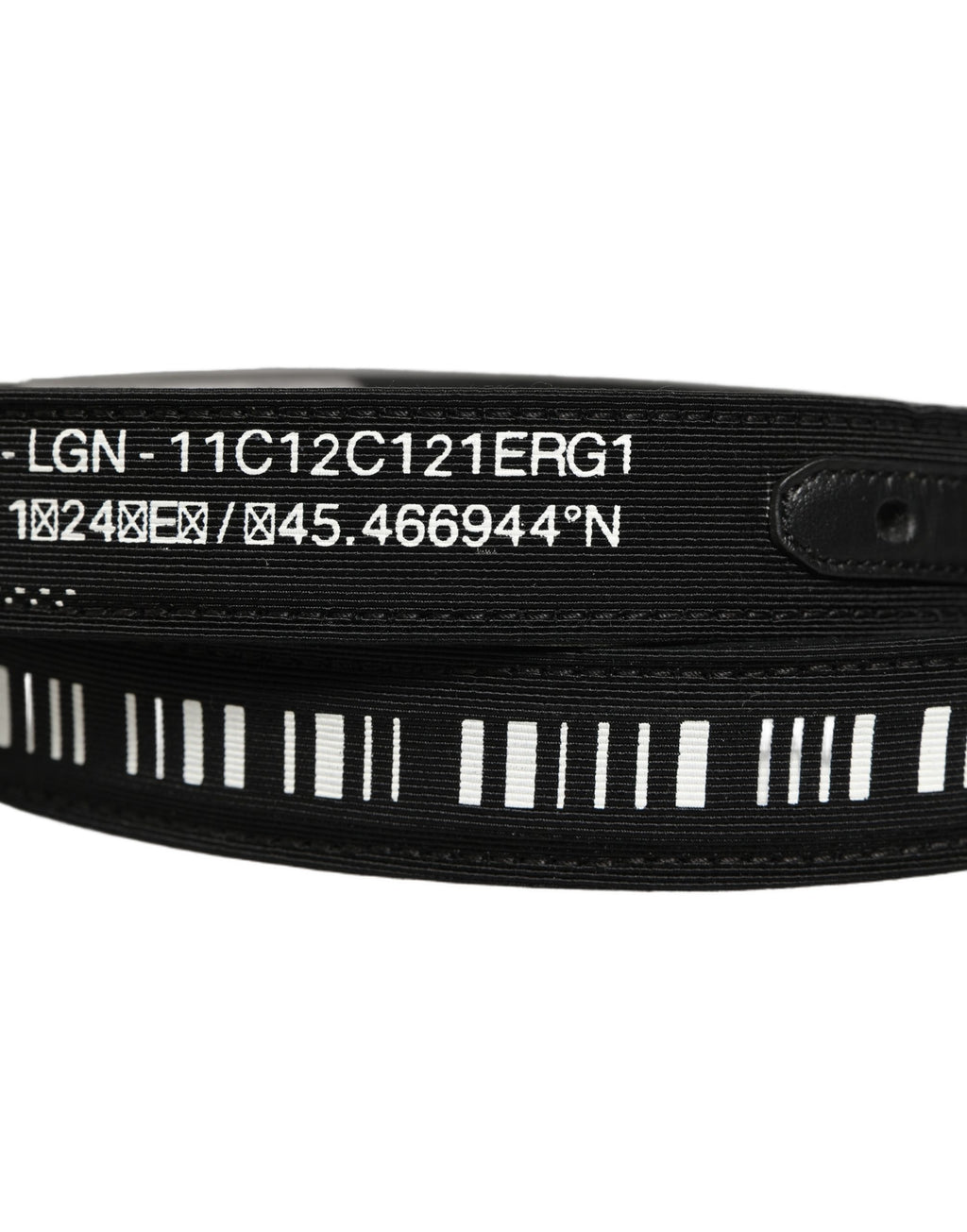 Black Fabric Leather Barcode Silver Buckle Belt
