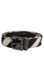 Black Ivory Silver Tone Metal Buckle Belt