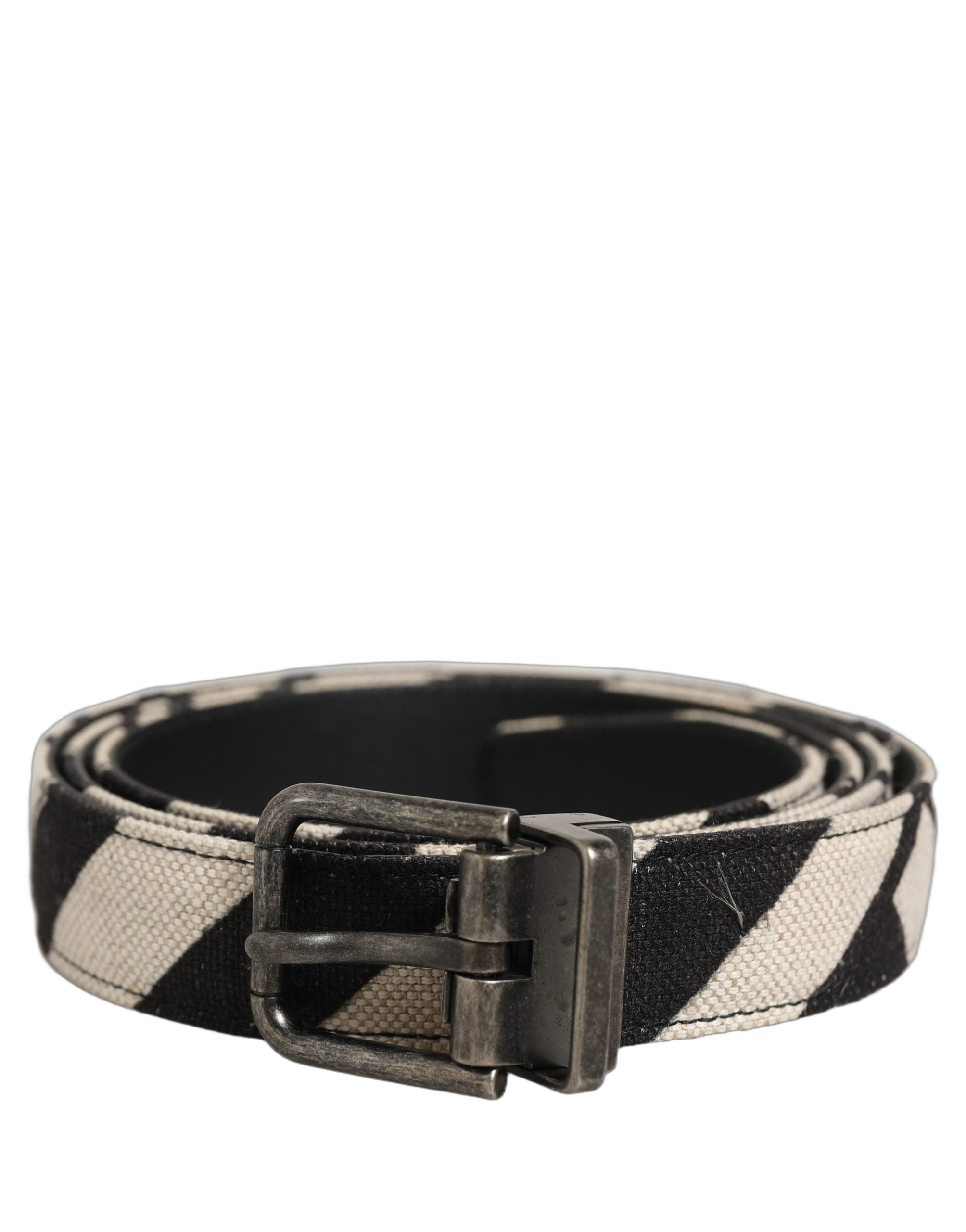 Black Ivory Silver Tone Metal Buckle Belt