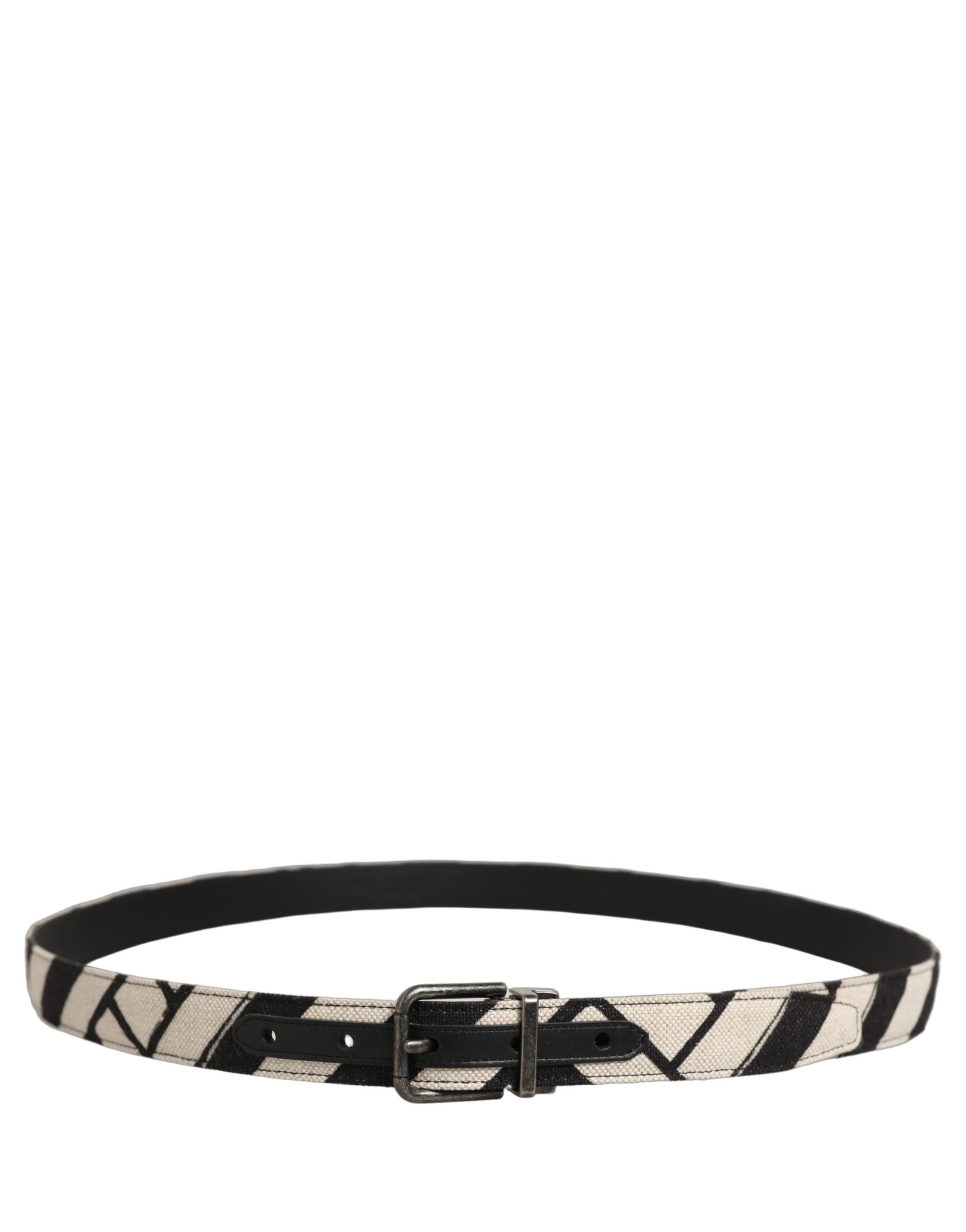 Black Ivory Silver Tone Metal Buckle Belt
