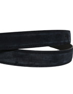 Men Black Leather Gold Tone Metal Buckle Belt