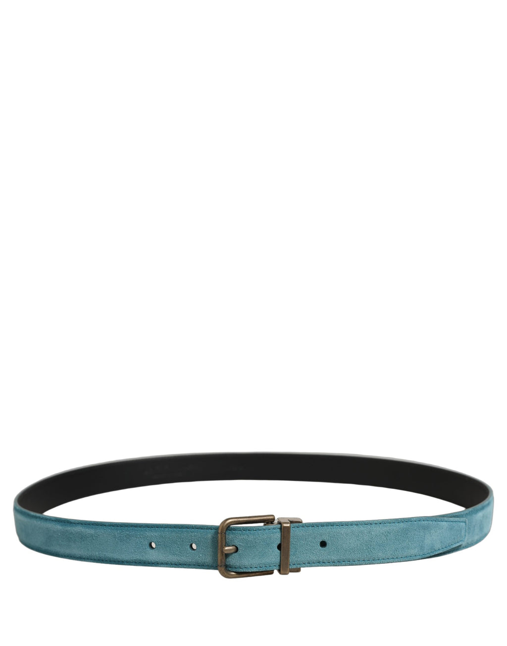 Men Blue Suede Gold Tone Metal Buckle Belt