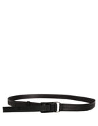 Men Black Nylon Webbing Plastic Buckle Belt