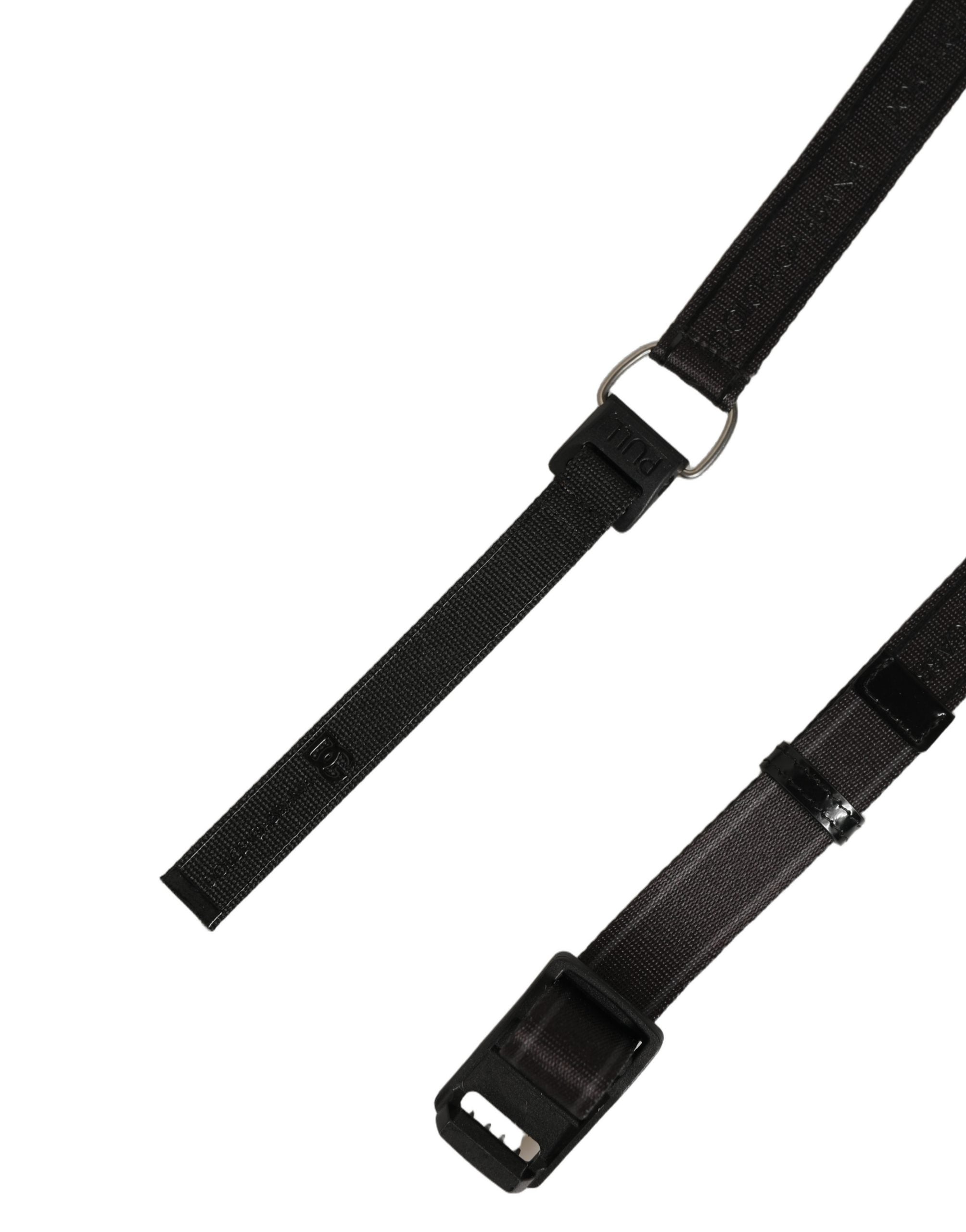 Men Black Nylon Webbing Plastic Buckle Belt