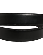 Black Classic Leather Silver Tone Buckle Belt