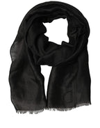 Black DG Logo Fringed Edge Lace Stole Scarf