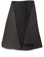 Black DG Logo Fringed Edge Lace Stole Scarf